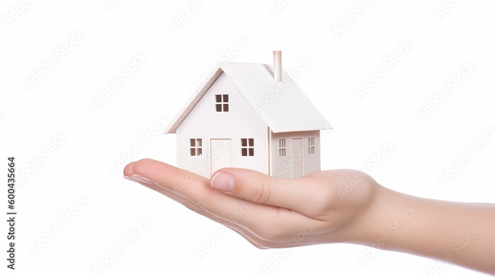 Hand holding a house high quality isolated on white background. Hand holding a house high quality isolated on white background.