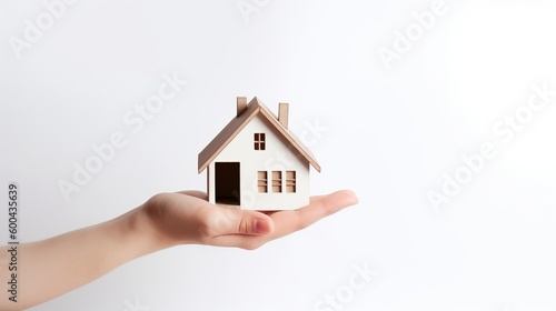 Hand holding a house high quality isolated on white background.