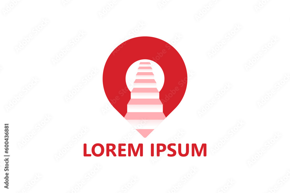 Pin stair logo template design vector Pin stair logo template design vector