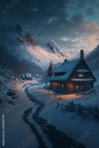 Chalet in mountains - Generated by Generative AI © Zubenko Oleksii