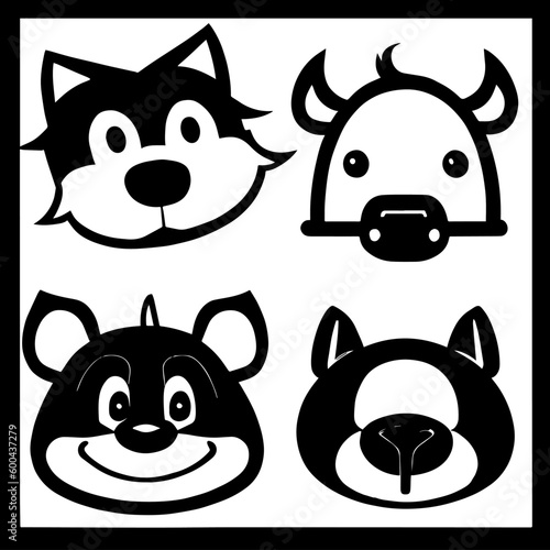 Animal head vector design black and white