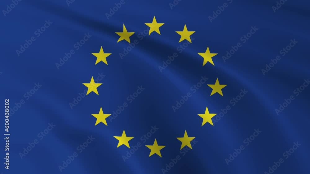 European Union flag waving in the wind. 4K animation. European Union flag waving in the wind. 4K animation.