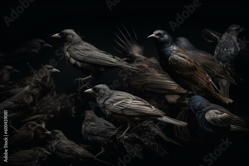 Image shows numerous bird outlines in black. Generative AI