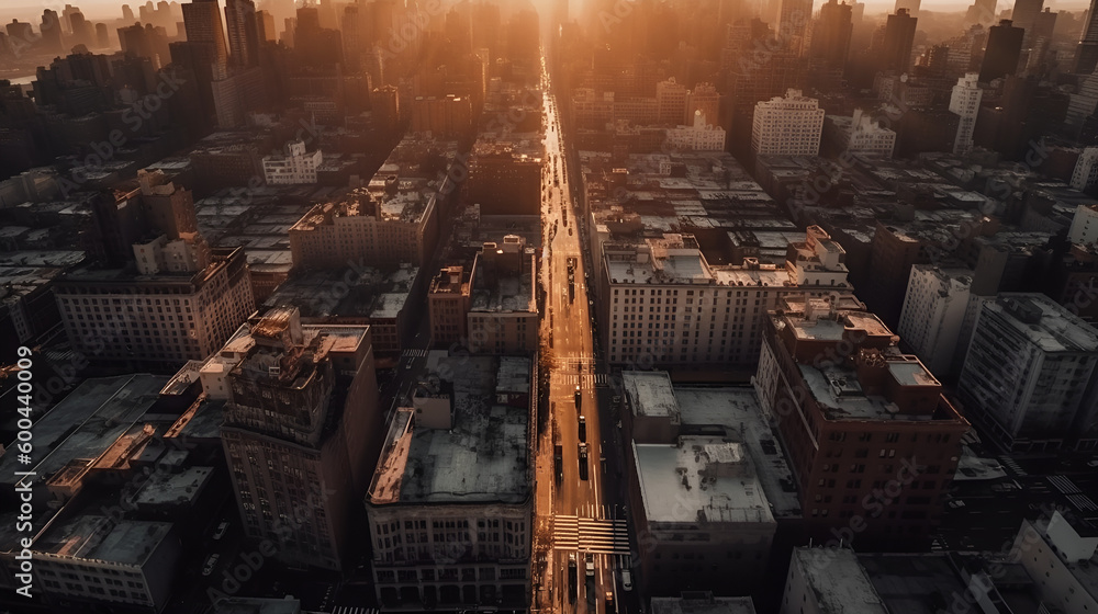 New York city from the sky. Generative AI
