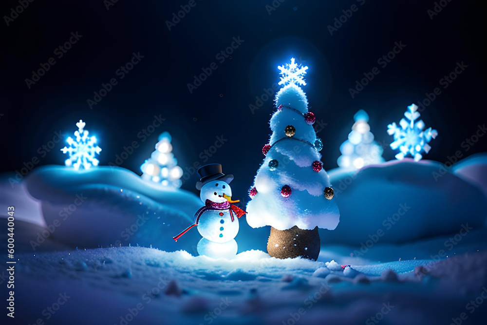 Obraz premium Illustration of a winter landscape. Cute concept for xmas, seasonal greetings.
