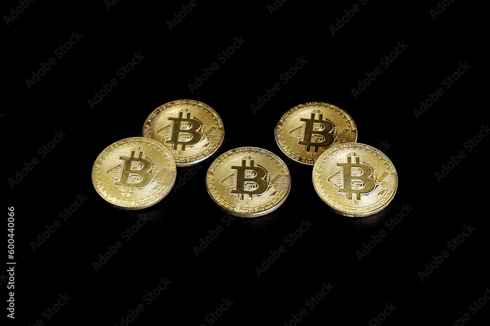 gold bitcoin on back background gold bitcoin on back background