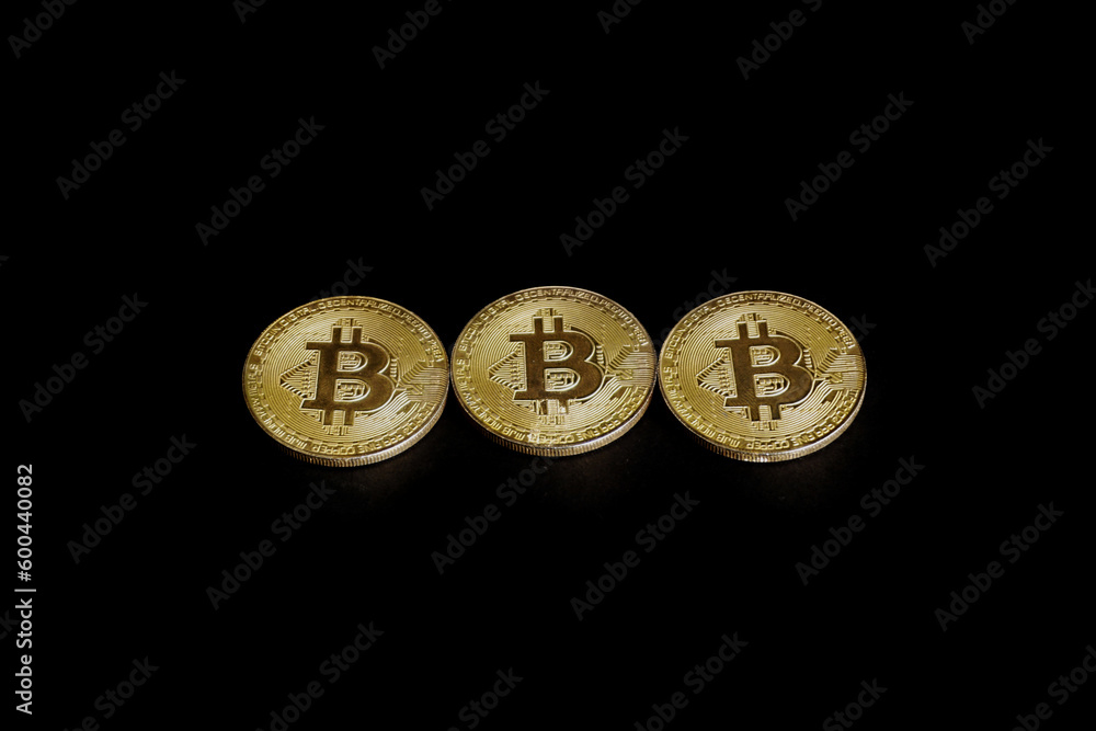 gold bitcoin on back background gold bitcoin on back background