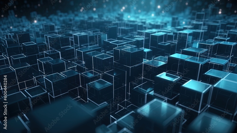 Abstract 3d rendering of cubes, Futuristic background, Network concept.Generative Ai Abstract 3d rendering of cubes, Futuristic background, Network concept.Generative Ai