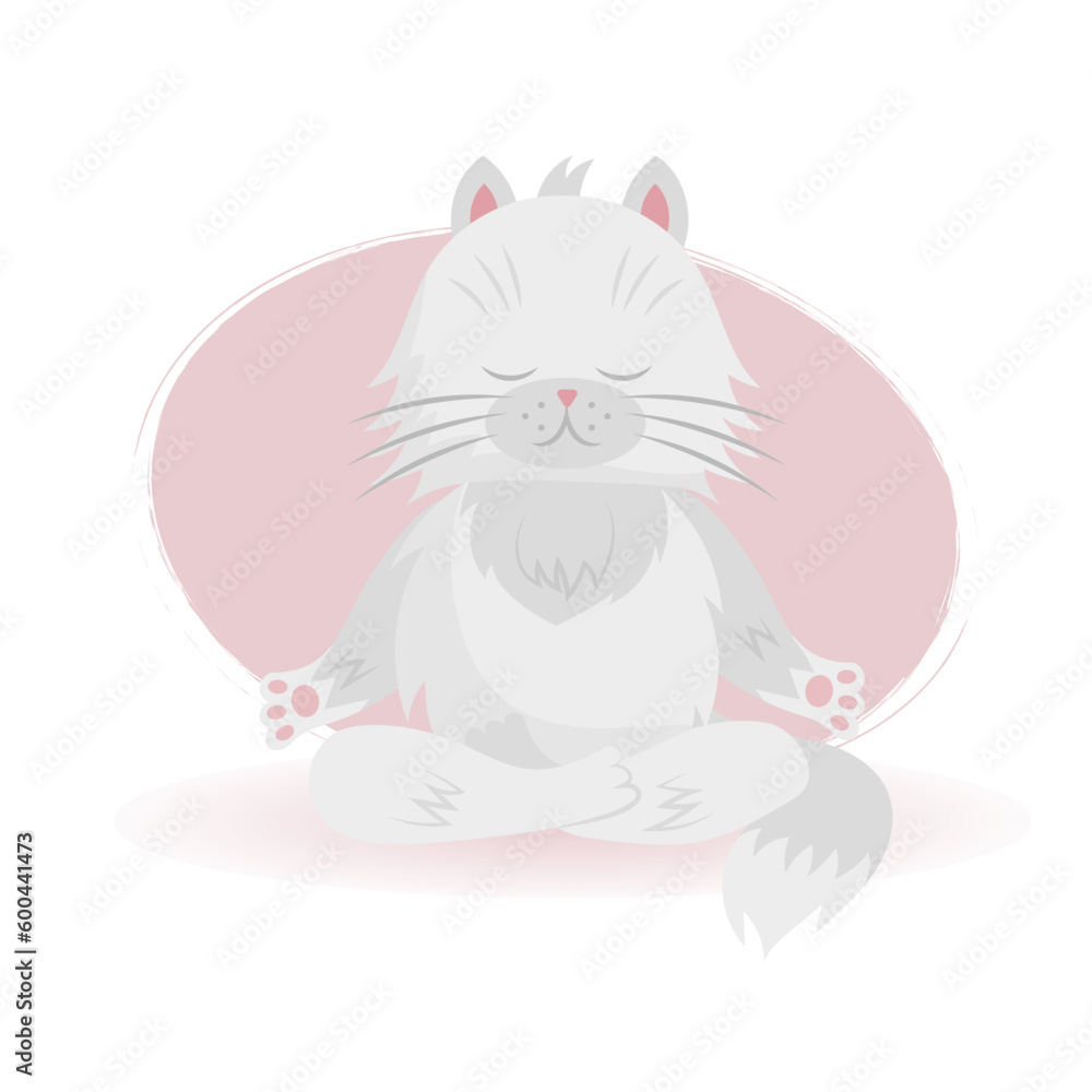 Cat yoga. Various yoga poses, asanas and exercises. White cat is doing yoga. Vector illustration. Cat yoga. Various yoga poses, asanas and exercises. White cat is doing yoga. Vector illustration.