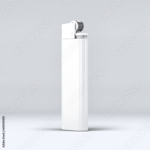 White blank gas lighter mock up stand isolated. Empty surface cigar-lighter design presentation. Lighter template mockup. Sigarette lighter template. 3D illustration, 3D rendering. 