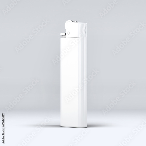 White blank gas lighter mock up stand isolated. Empty surface cigar-lighter design presentation. Lighter template mockup. Sigarette lighter template. 3D illustration, 3D rendering. 