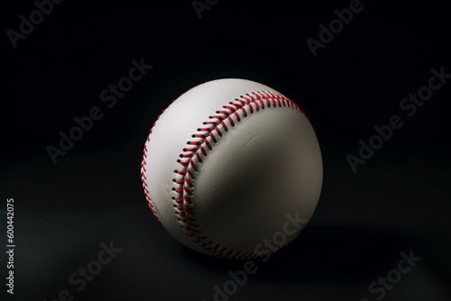 Mockup of a white baseball with red seams, isolated. Generative AI