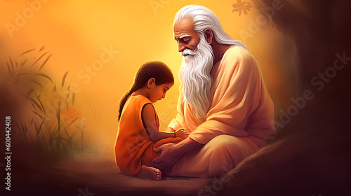 Guru purnima india holiday conceptual background, generative AI