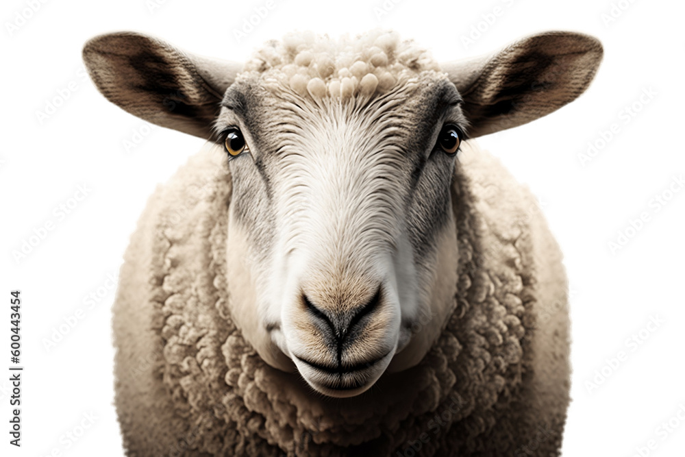 Isolated Sheep Head Illustration on Transparent Background, Generative AI