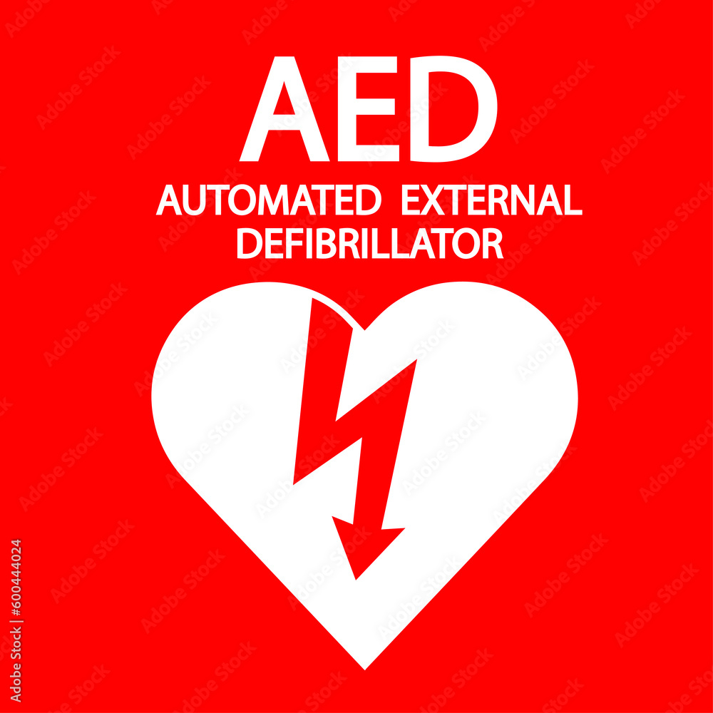 AED,automated external defibrillator / aed sign with heart and