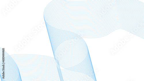 Abstract colorful blue curved lines on white paper background. Digital frequency track equalizer. Stylized line art background. Vector illustration. Wave with lines created using blend tool