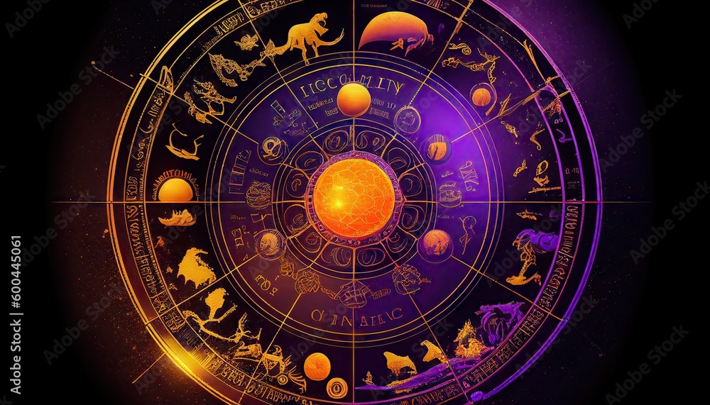 Orange and Purple Astrological Zodiac Abstract and Elegant Modern AI-generated Illustrations