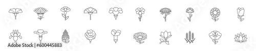 Set of different flowers icon set. Premium quality objects. Editable strokes. Vector.