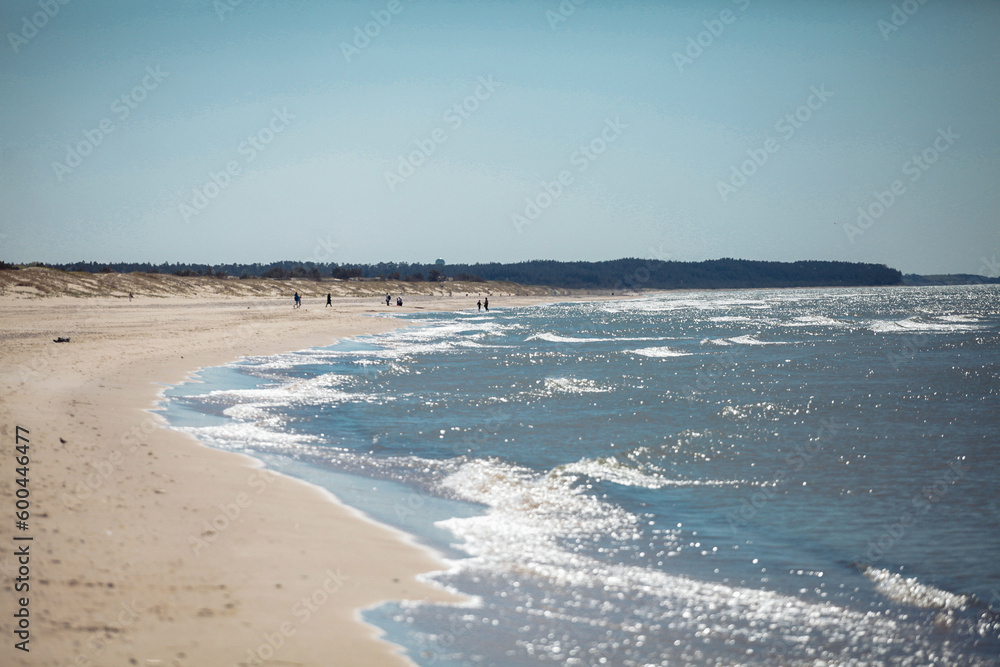 seashore with sandy beach on a sunny day