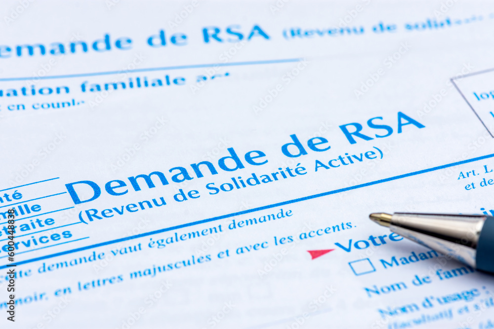 France Formulaire de demande de RSA (Revenu de solidarité active