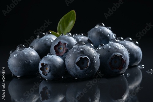 Blueberries on a clear background. Generative AI