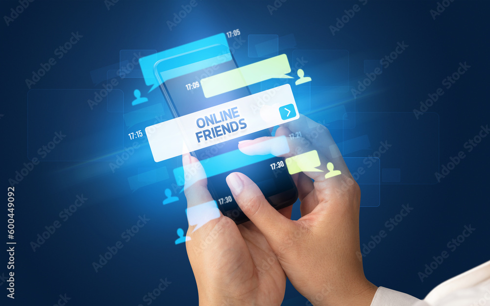 Hand using smartphone with social media concept Hand using smartphone with social media concept