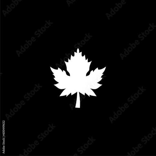 Maple leaf icon isolated on black background. 