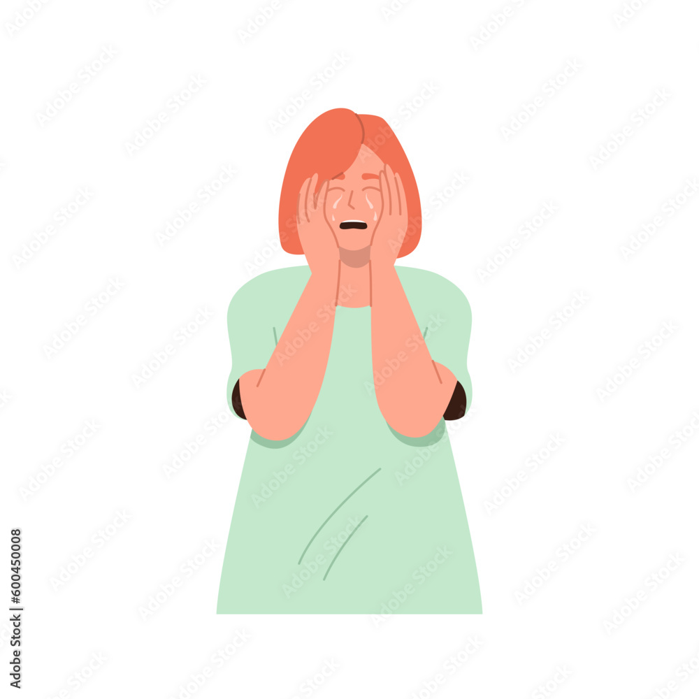 Crying woman feeling depressed, unhappy and sad suffering from physical and emotional violence