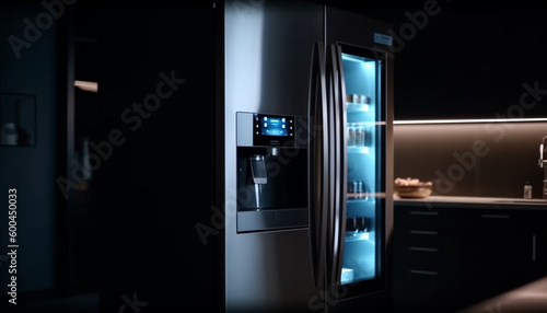 Modern kitchen design with stainless steel appliances generated by AI