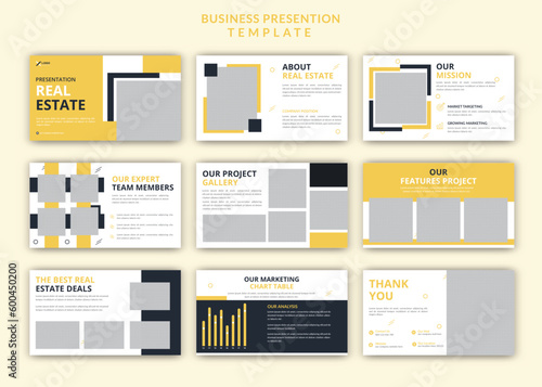 Business real estate powerpoint presentation editable slides design set template