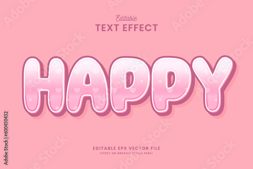 decorative happy editable text effect vector design