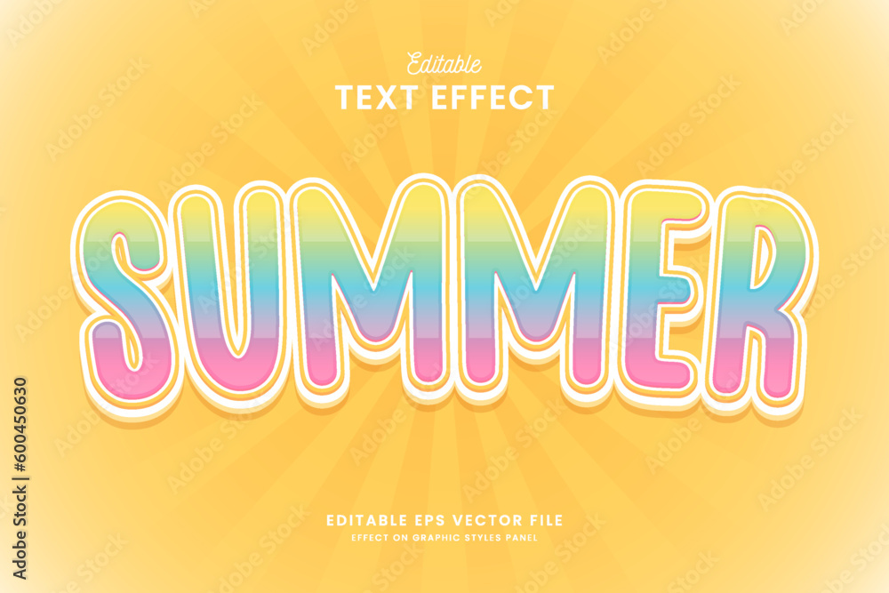 decorative editable summer text effect vector design