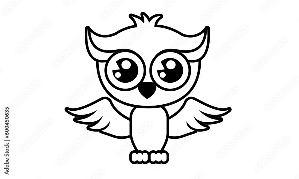 hibou blanc en style manga kawai avec deux ailes hibou blanc en style manga kawai avec deux ailes