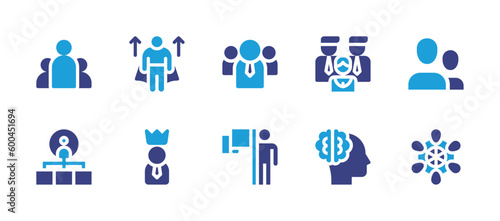 Leadership icon set. Duotone color. Vector illustration. Containing leader, role model, candidate, structure, king, thought leadership, leadership.
