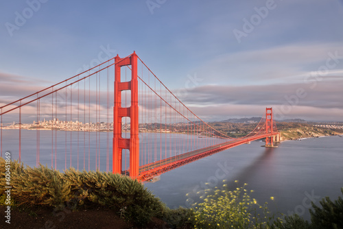 Famous San Francisco Bridge with Last Light in the Evening