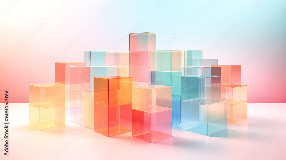 An abstract geometric background with translucent glass was created - generative ai An abstract geometric background with translucent glass was created - generative ai