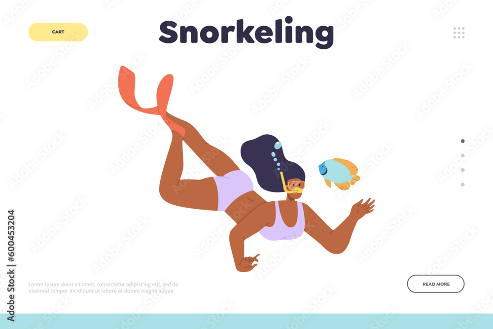 Snorkeling Landing page design template for online service offering summer water activity at resort Snorkeling Landing page design template for online service offering summer water activity at resort