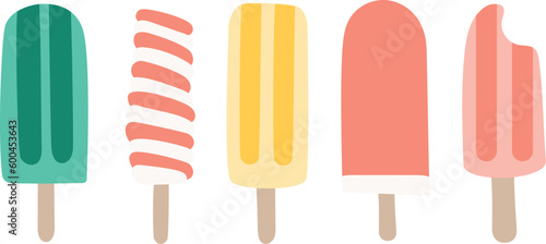 hand-drawn vector summer popsicles on transparent background. popsicles set. summer elements, clip art, images.

