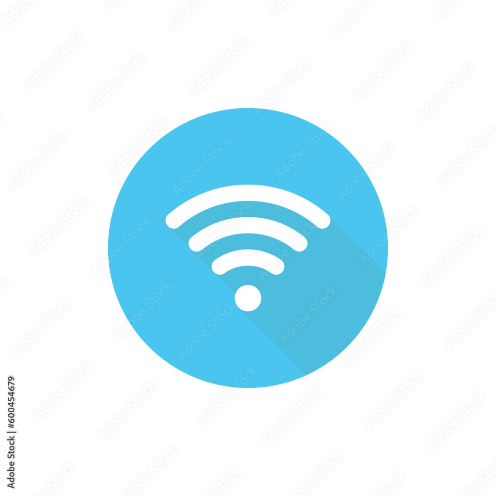 Wifi vector flat icon in blue circle Wifi vector flat icon in blue circle