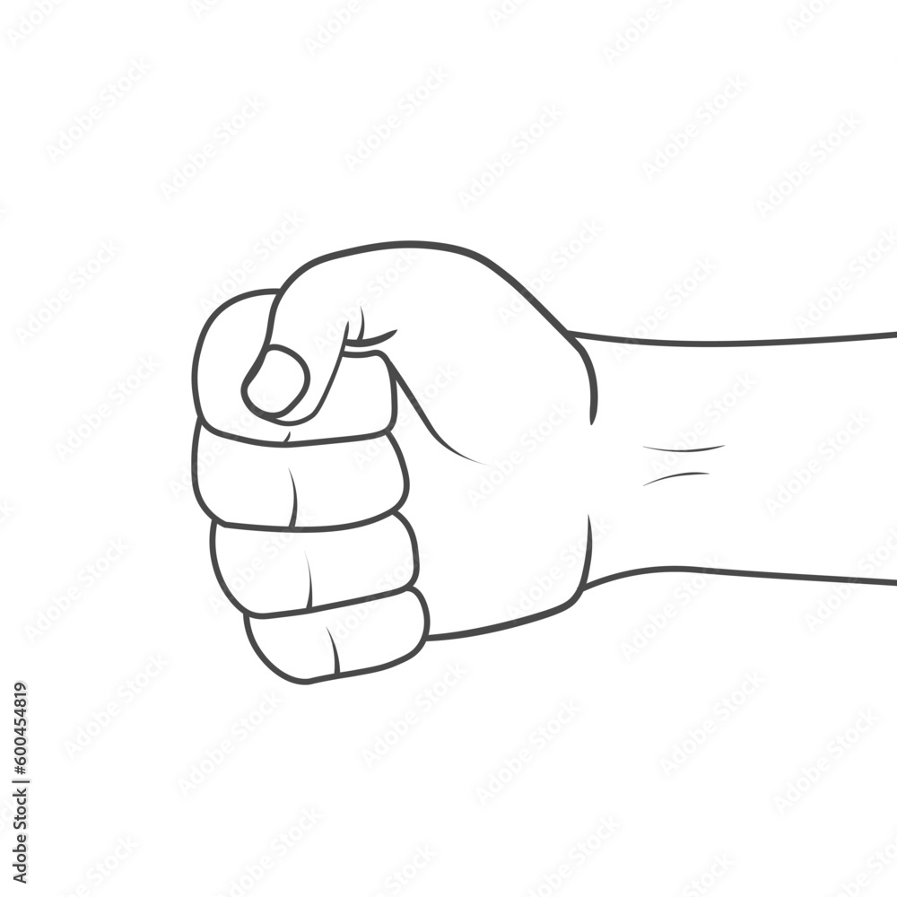 Isolated black outline illustration of hand gesture, fist punching up symbol of power, fitness, sport, team, group, people, vote, election, voice, martial art Isolated black outline illustration of hand gesture, fist punching up symbol of power, fitness, sport, team, group, people, vote, election, voice, martial art