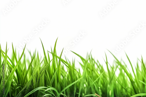 fresh spring green grass on white background Generative AI