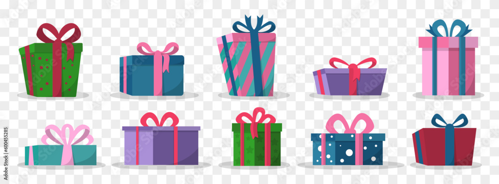 Set of gift present in a flat design Set of gift present in a flat design