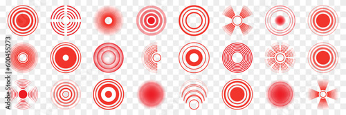 Set of red pain circle elements. Pain circle collection