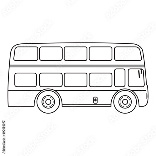 Double-decker London bus city transport double decker sightseeing contour outline line icon black color vector illustration image thin flat style