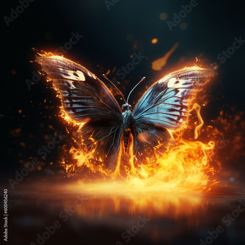 butterfly with fire illustration design © harits alfaris