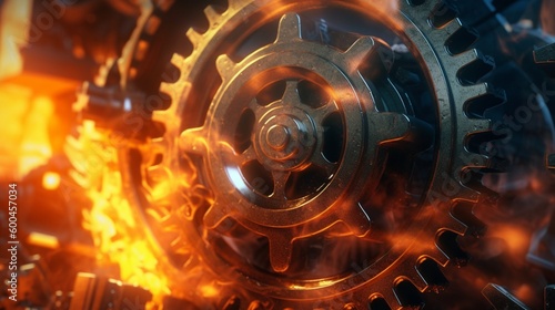 gear tech with fire illustration design background