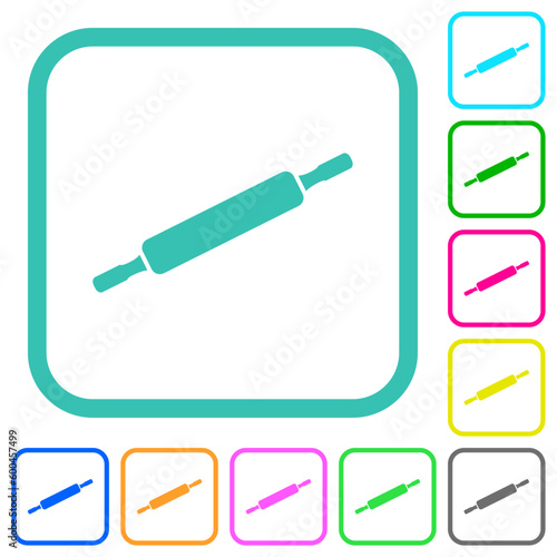 Rolling pin solid vivid colored flat icons
