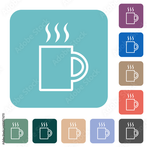 A mug of hot drink outline rounded square flat icons
