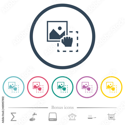 Grab image to upload flat color icons in round outlines