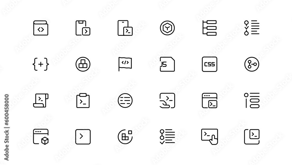 Developer icon set. Included the icons as code, programmer coding, mobile app, api, node connect, flow, logic, web coder, bug fix Developer icon set. Included the icons as code, programmer coding, mobile app, api, node connect, flow, logic, web coder, bug fix